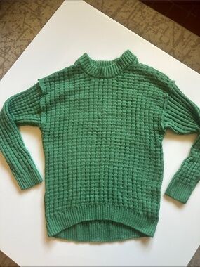 SO Green Textured Mock Neck Sweater